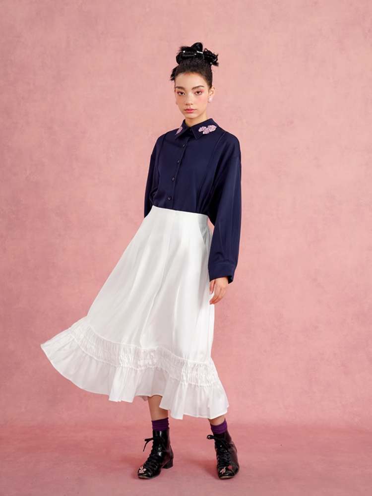 French Elegant Ruffled A-Line Skirt