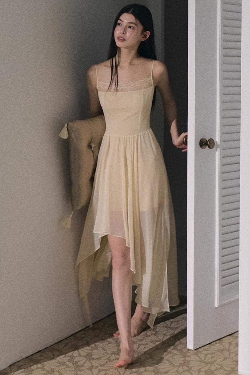 Dandelion Pleated Chiffon Slip Maxi Dress