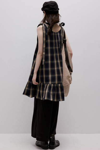 Imitation Linen Black Cropped Pants