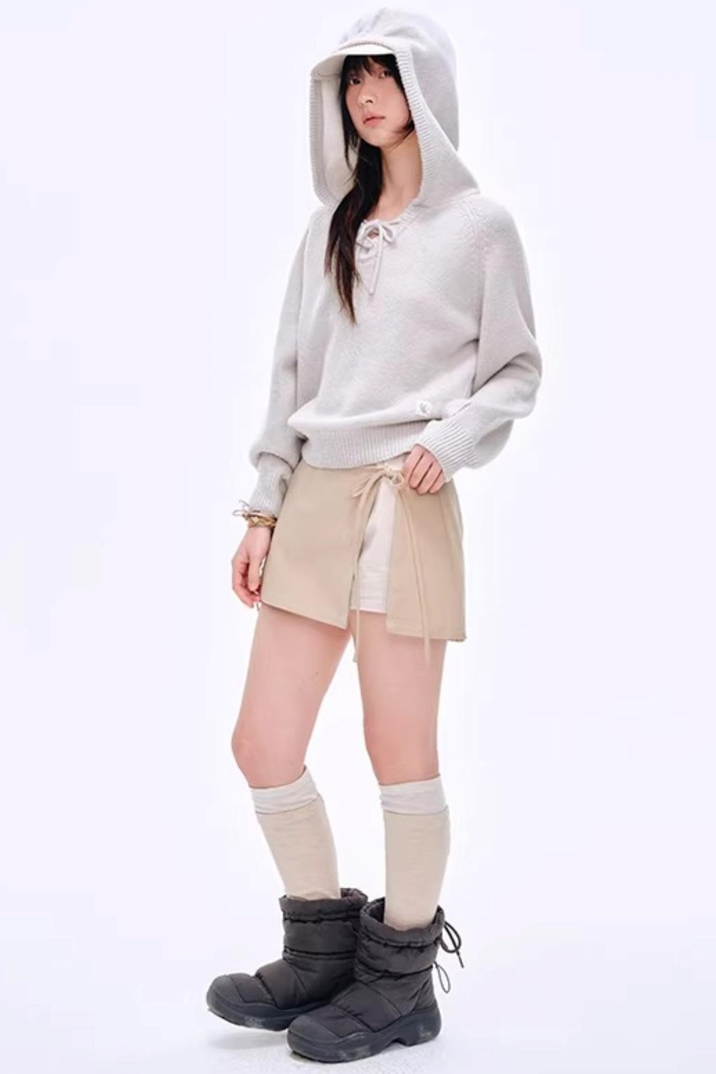 Side Slit Bow Pants Skirt