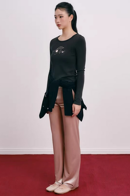 Velvet Embroidered Sweatshirt Set-Up