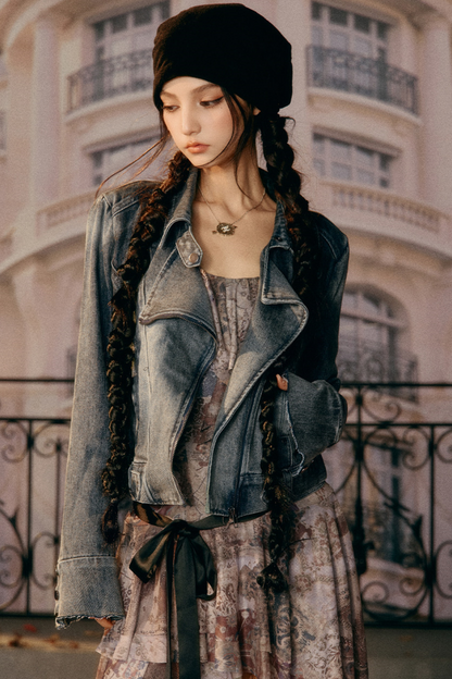 Vintage Süßes Denim-Jacke