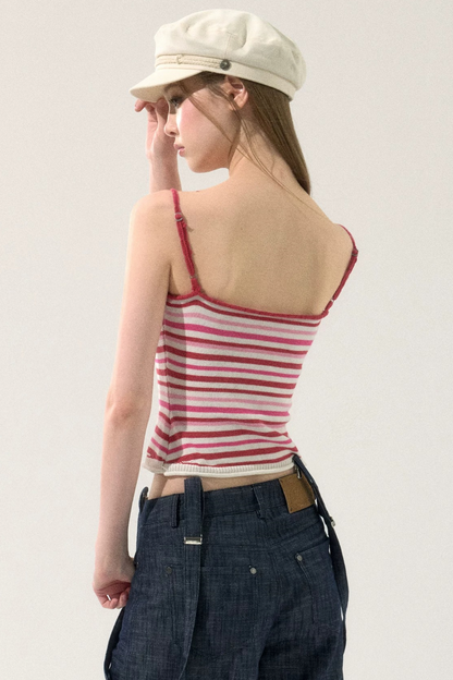 Romantic Striped Knit Vest