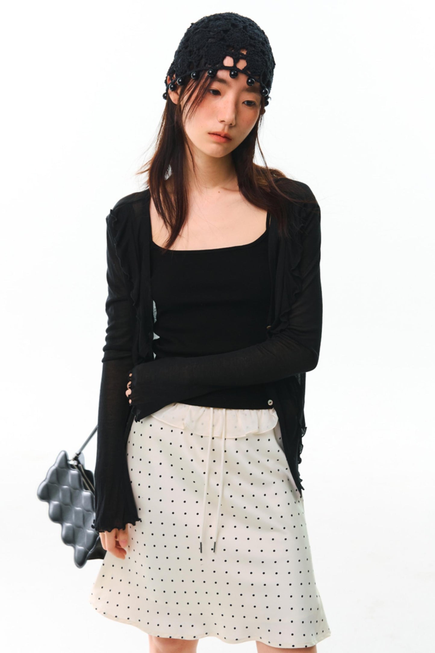 Original Polka Dot Satin A-Line Skirt