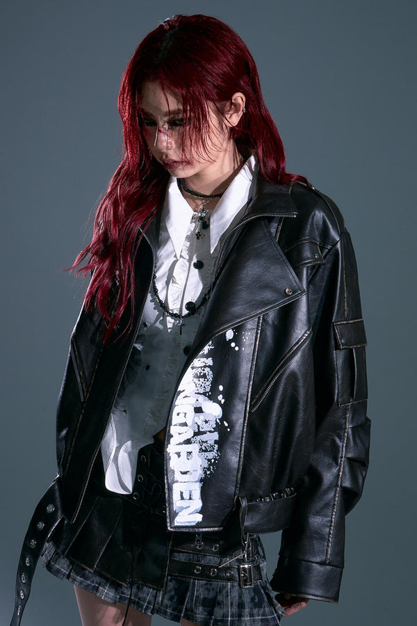 Vintage Distressed Printed Shawn Jacket