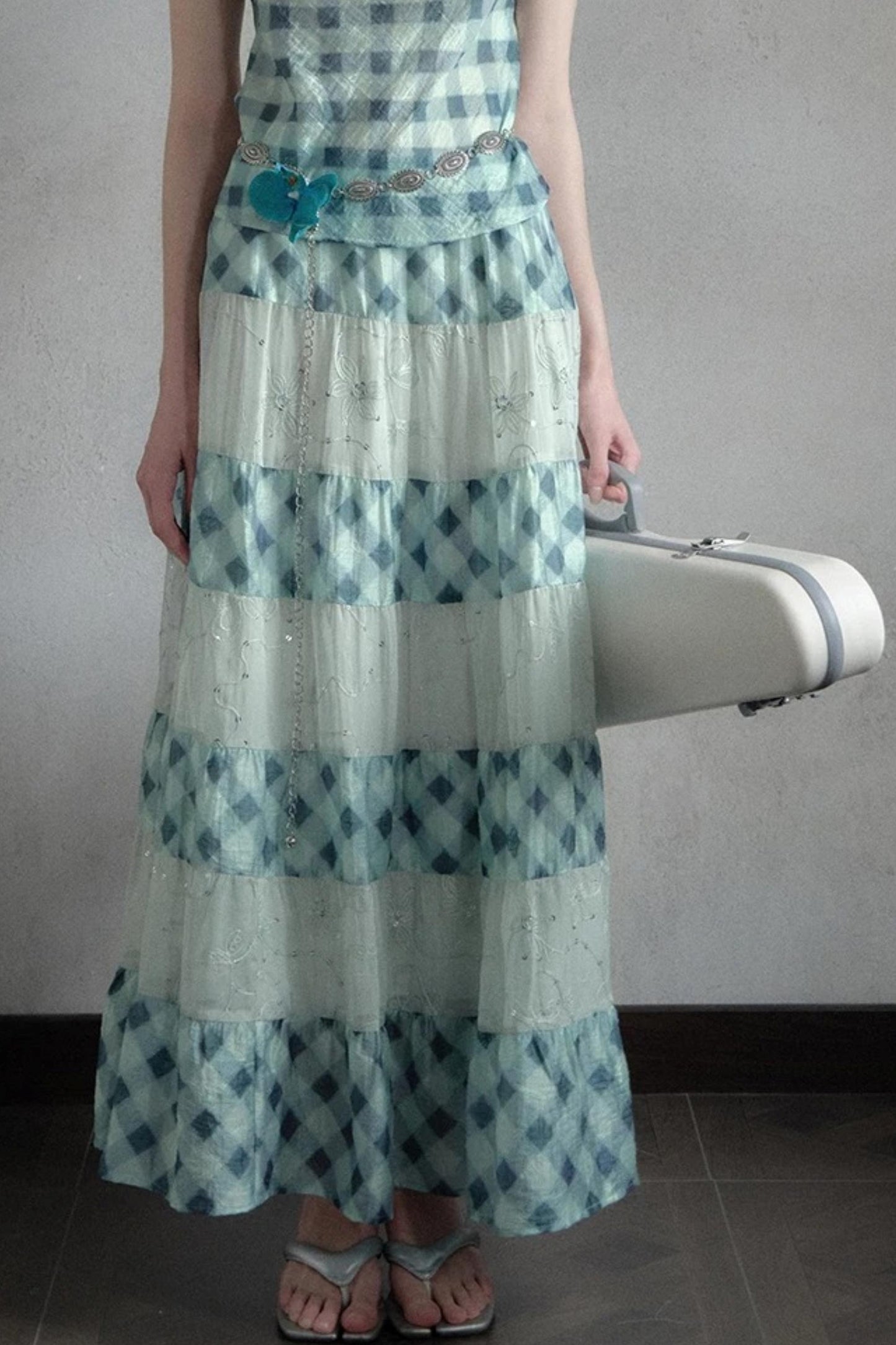 Moonfall Ice Blue Plaid Skirt