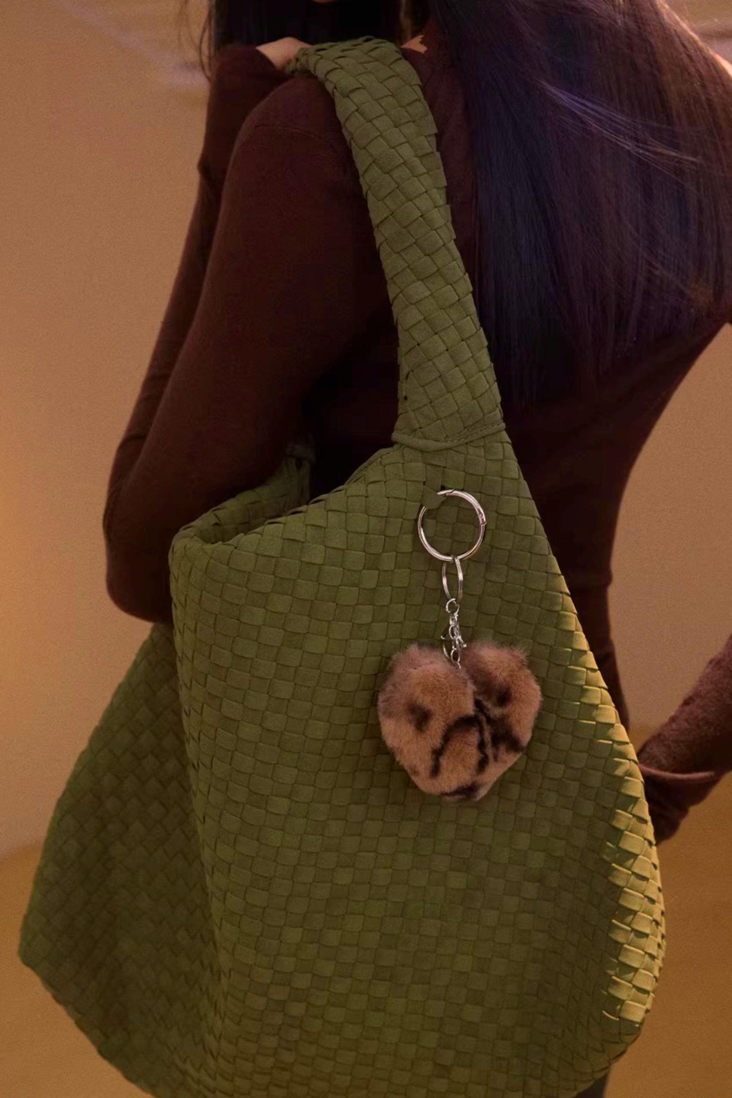 Vintage Faux Suede Shoulder Bag