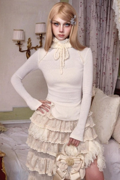 Slavic Elastic Turtleneck Top Set-Up