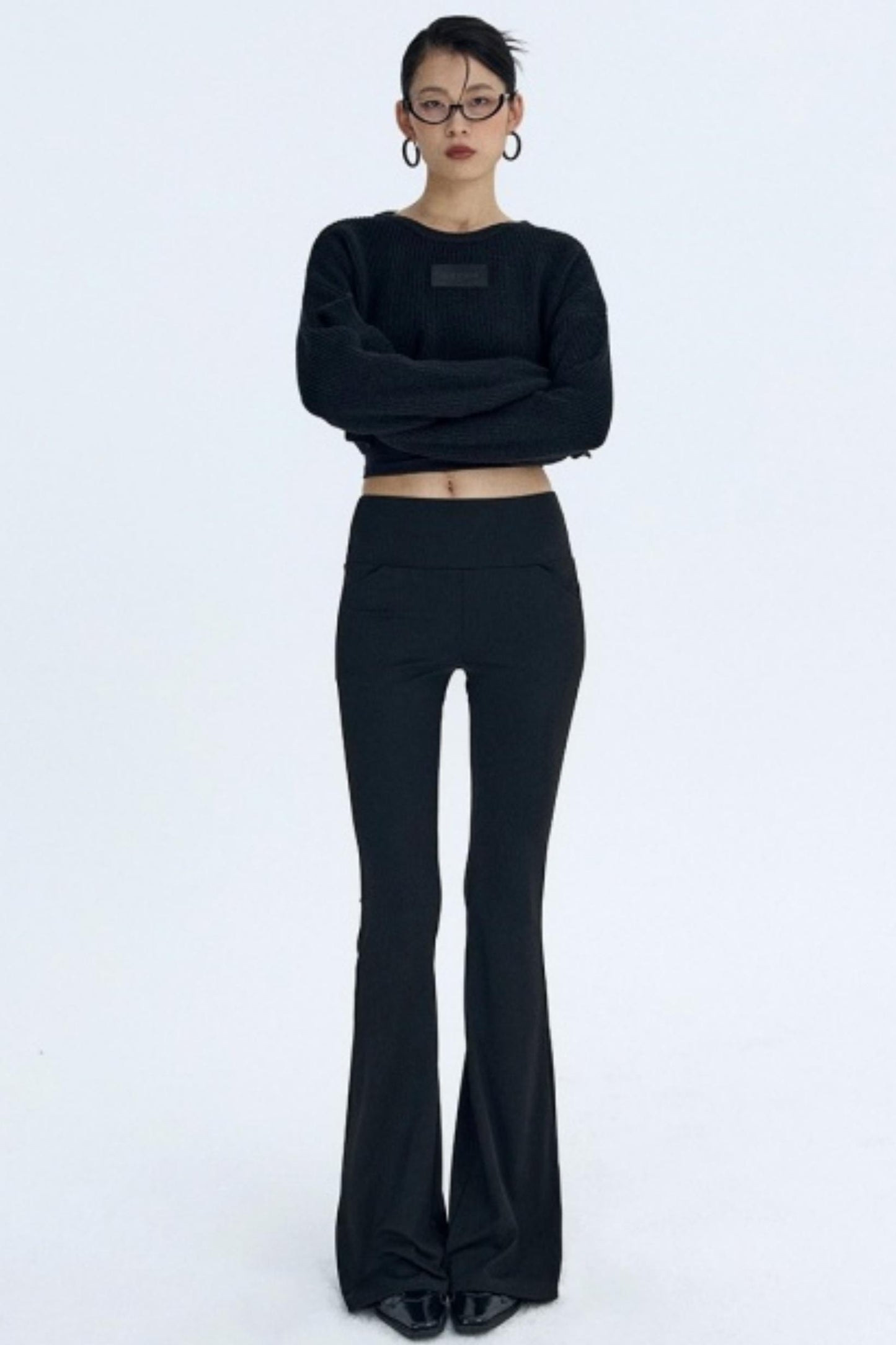 Black Fleece Flared Pants
