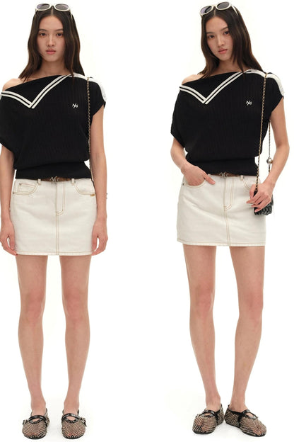Acetate Wool Asymmetrical Top