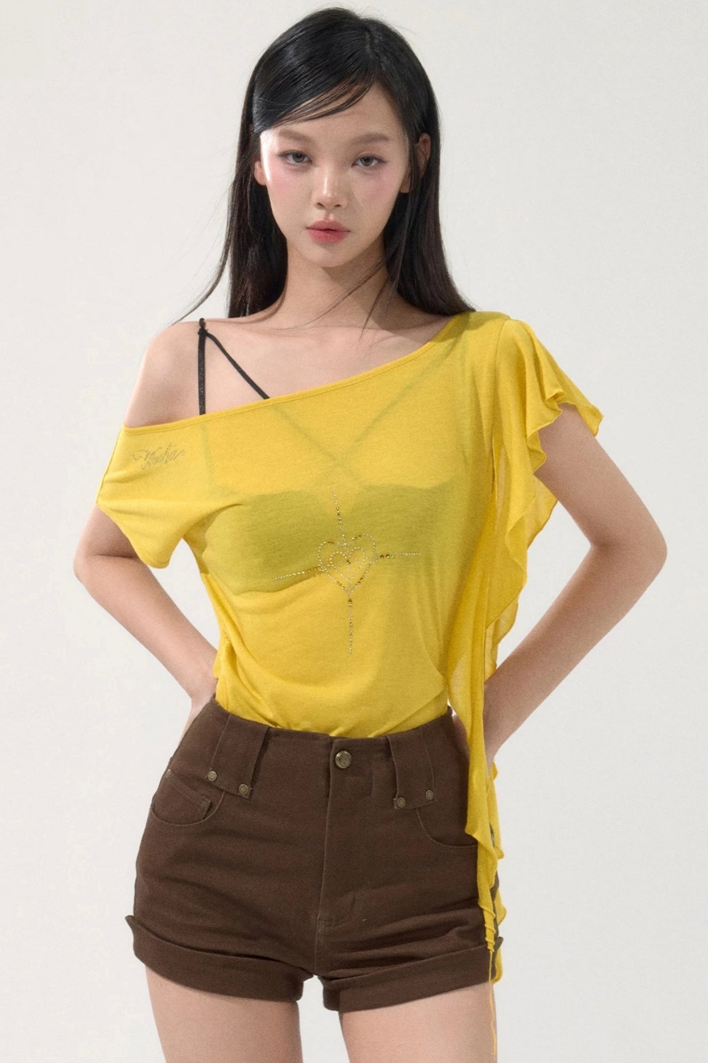 High-Waisted Metal Buckle Shorts