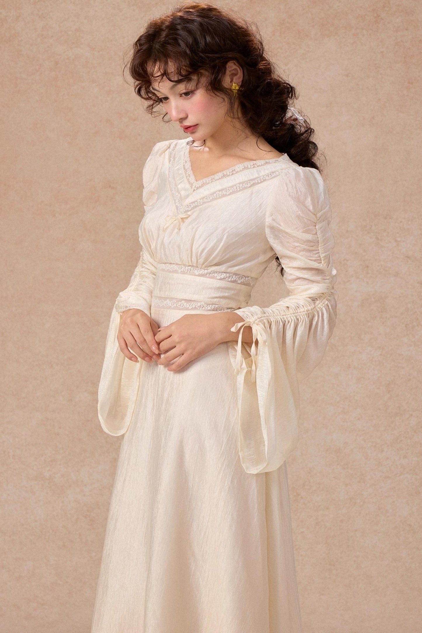 French court style V-Neck Satin Dress