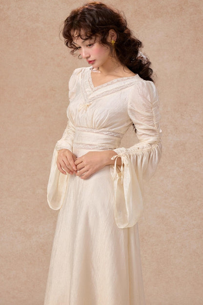 French court style V-Neck Satin Dress