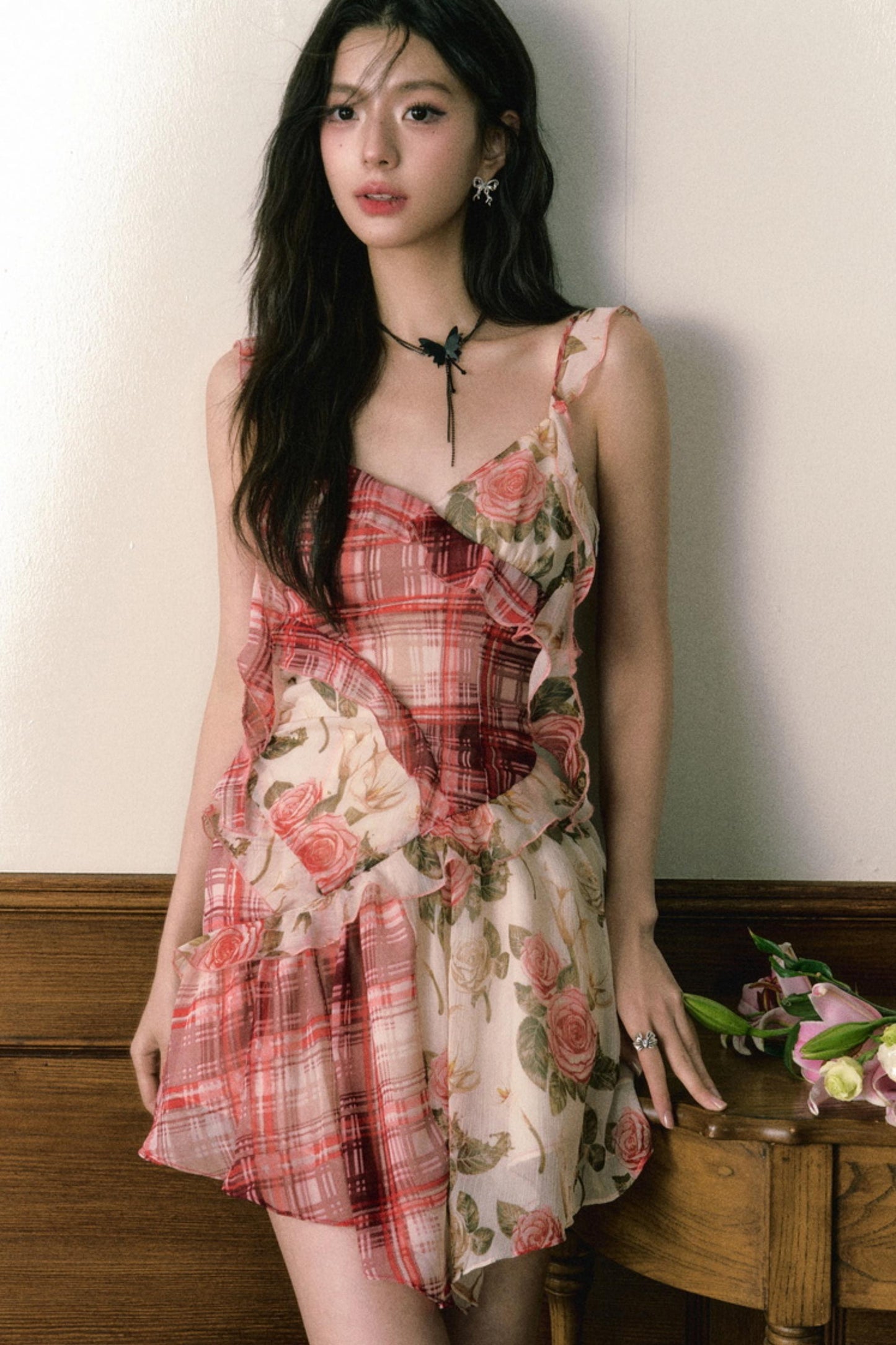 Floral Ruffle Halter Dress