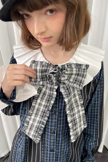 Vintage Plaid Bow Brooch