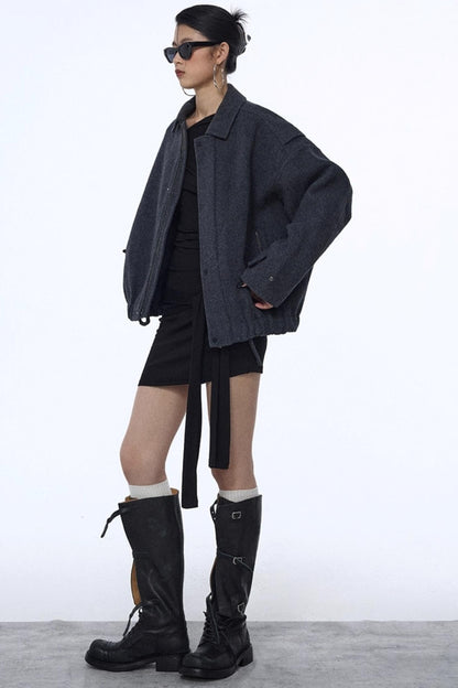 Pleated Strap Long-Sleeved Dress