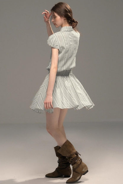 Silver Coral Jacquard Lace Dress