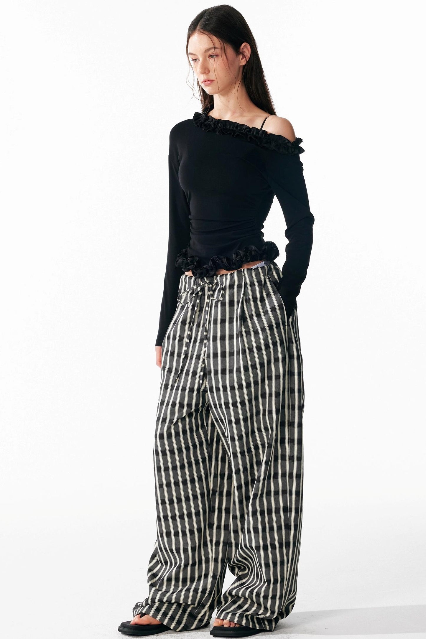 Irregular Lace Waist Slimming Top