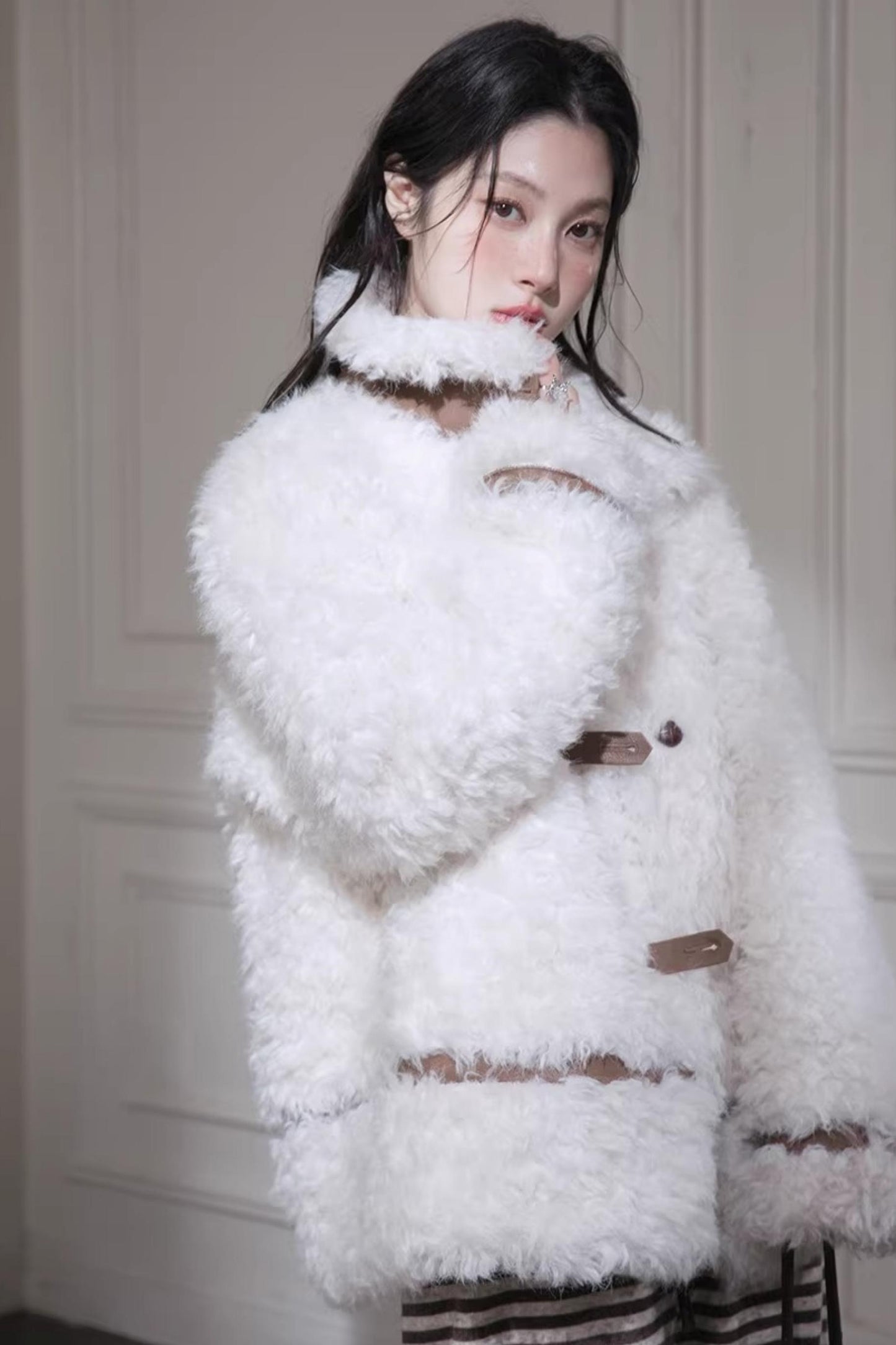 Velvet Curly Fur Coat Set
