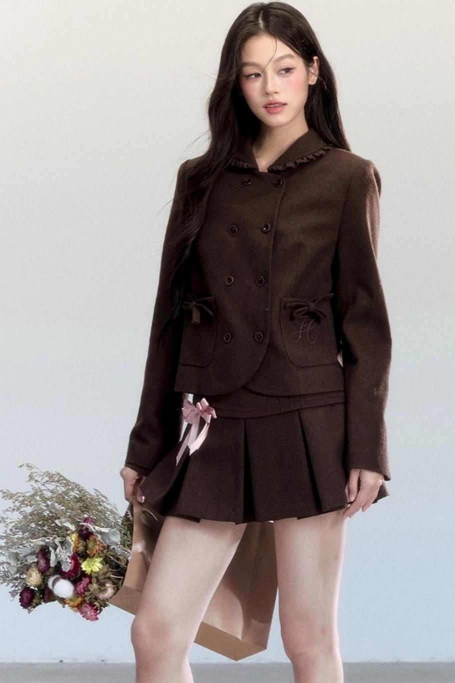 Warm Butterfly Pleated Skirt Set-Up