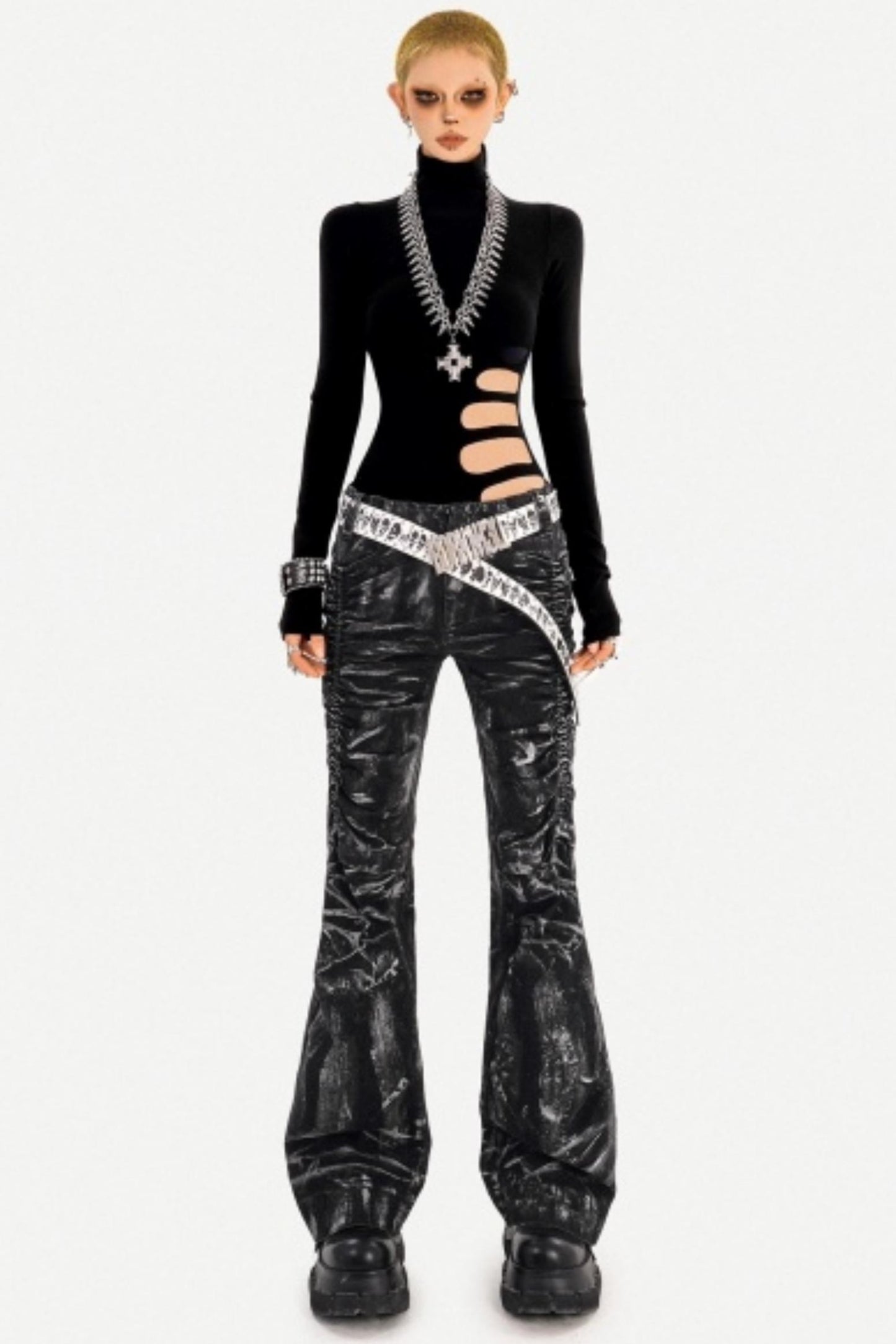 Deconstructed Black Denim Pants