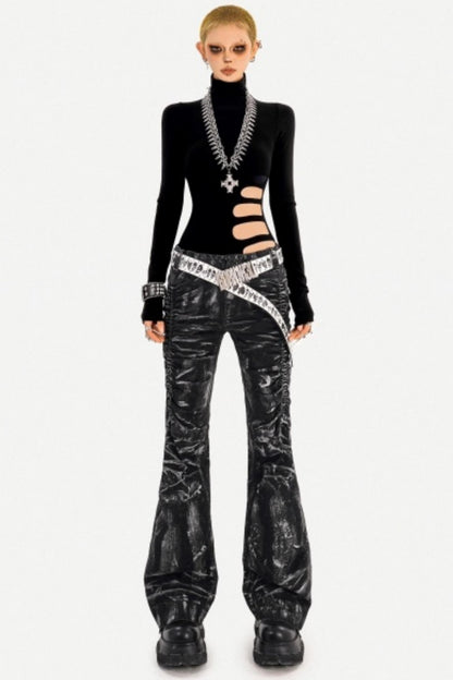 Deconstructed Black Denim Pants