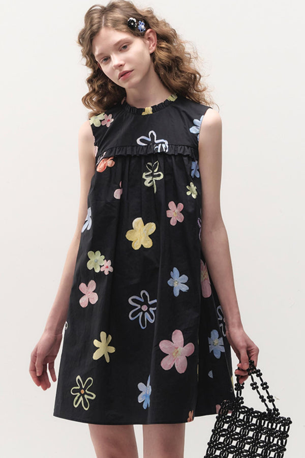Black Floral Doll Dress
