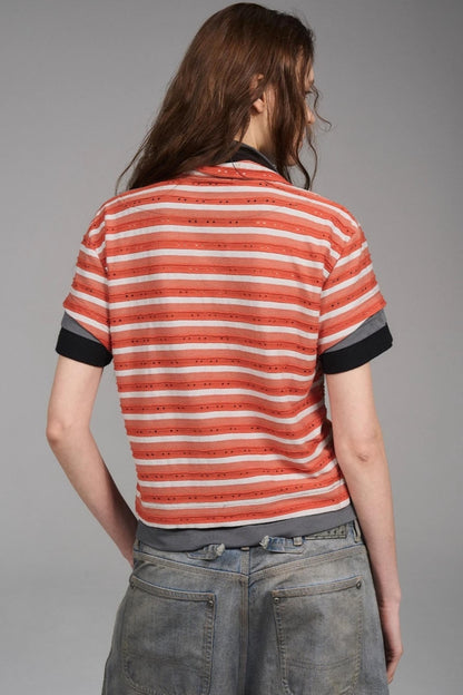 Striped Orange Polo Top