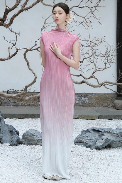 Summer Pink Pleated Dress