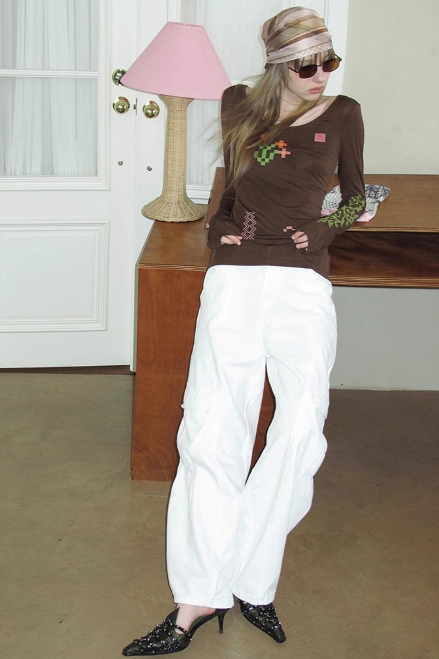 Vintage Printed U-Neck Slim T-Shirt