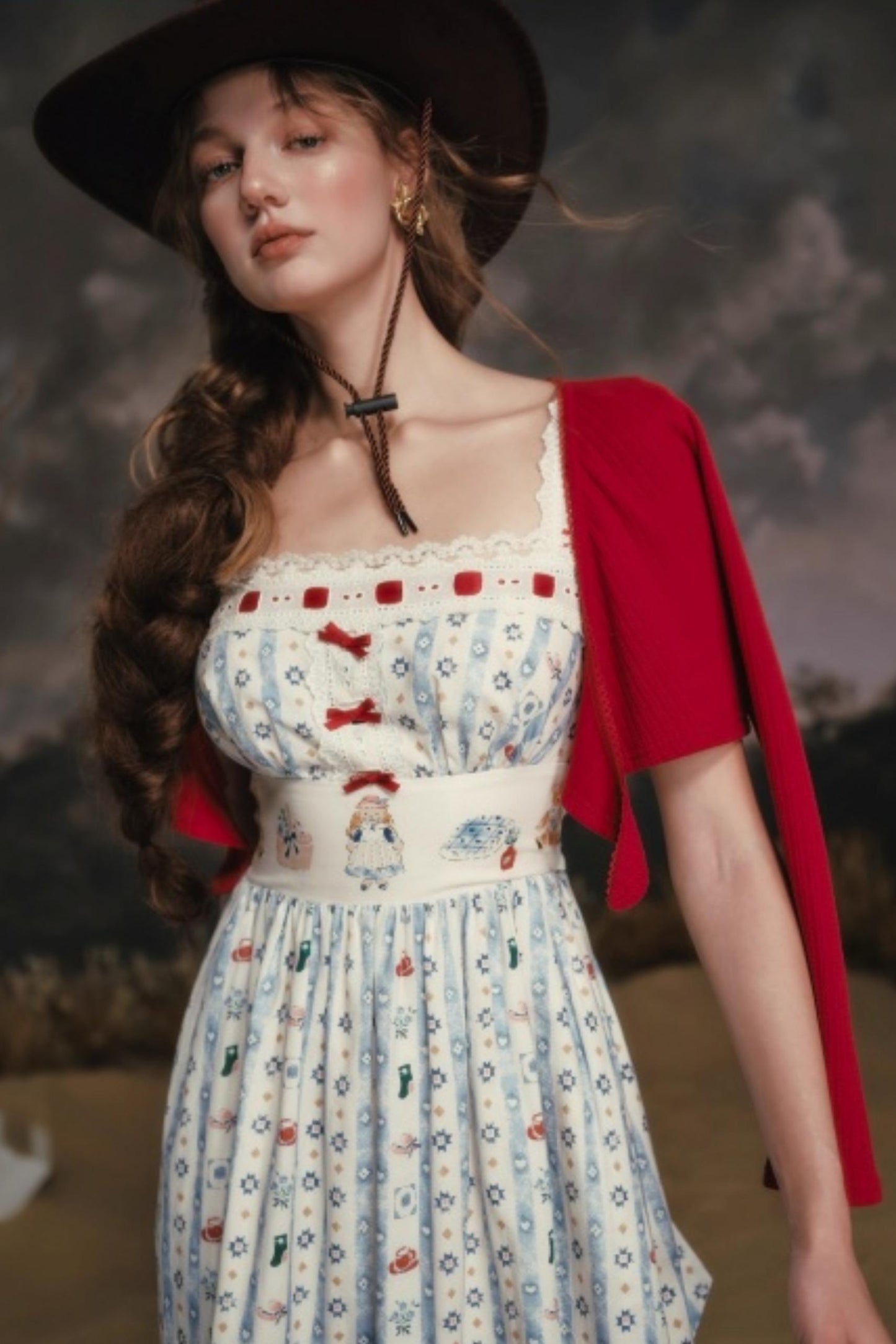 Pastoral Striped Dress Set-Up