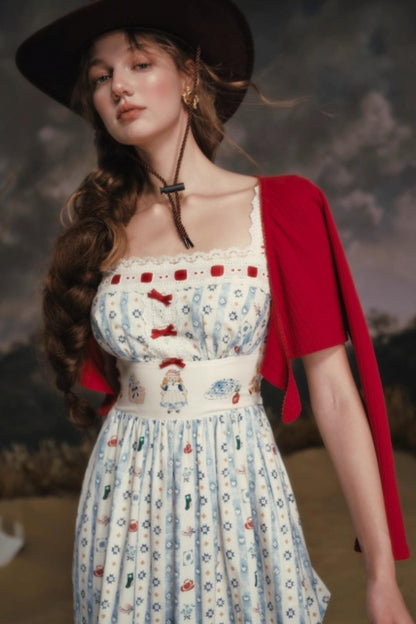 Pastoral Striped Dress Set-Up