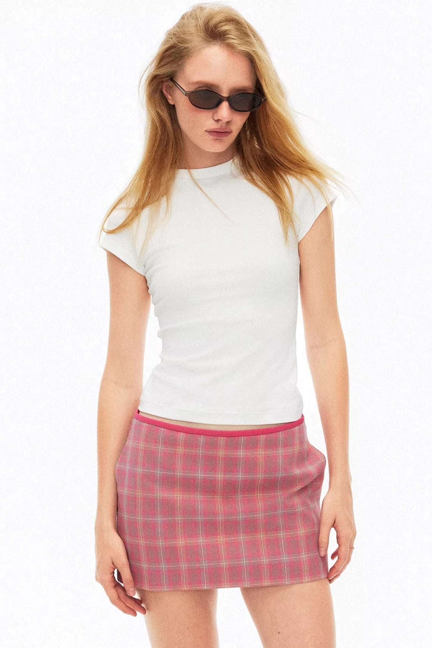 Contrast Plaid Mini Skirt
