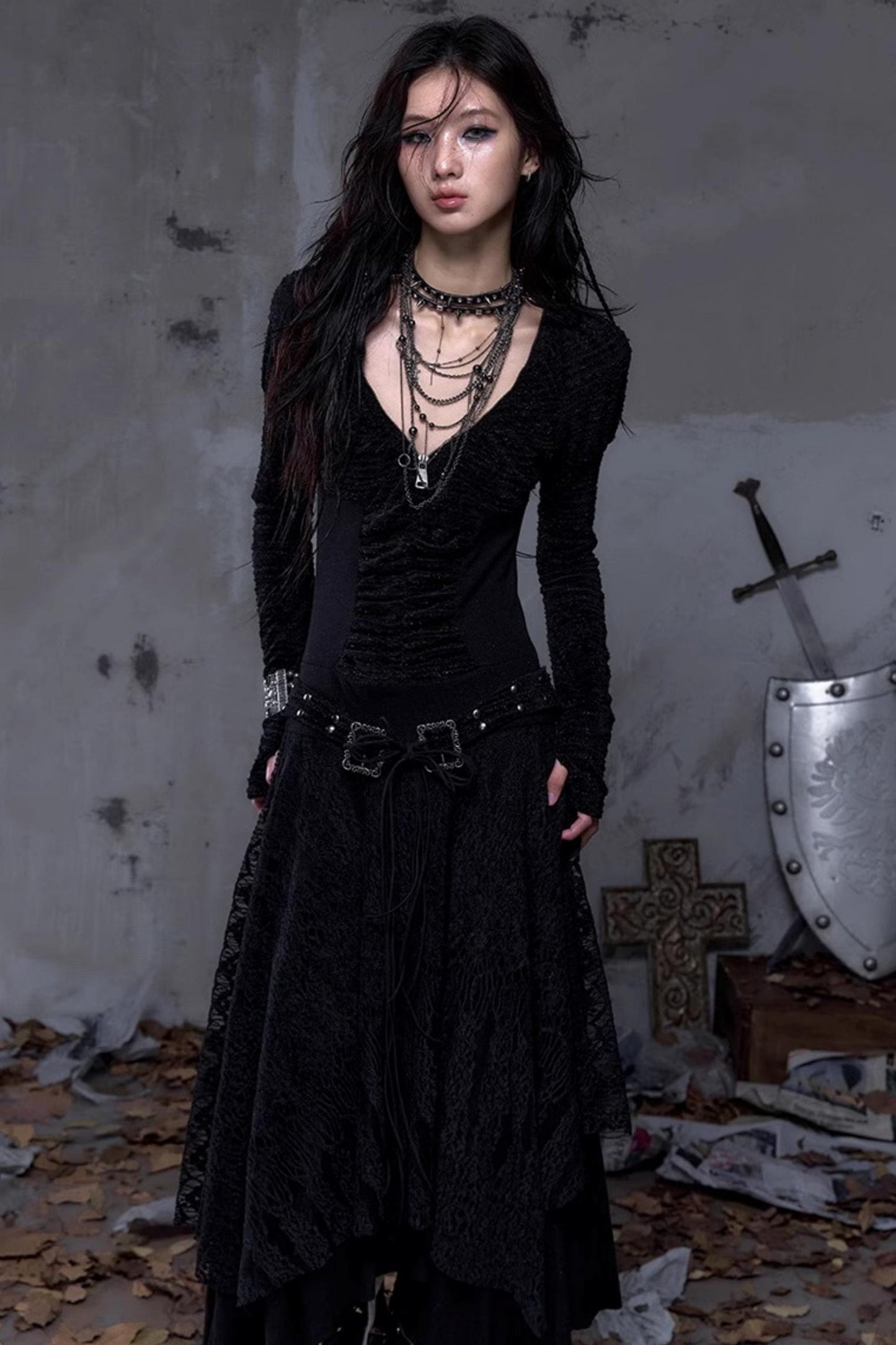 Court Dream Puff Sleeve Lace Maxi Dress