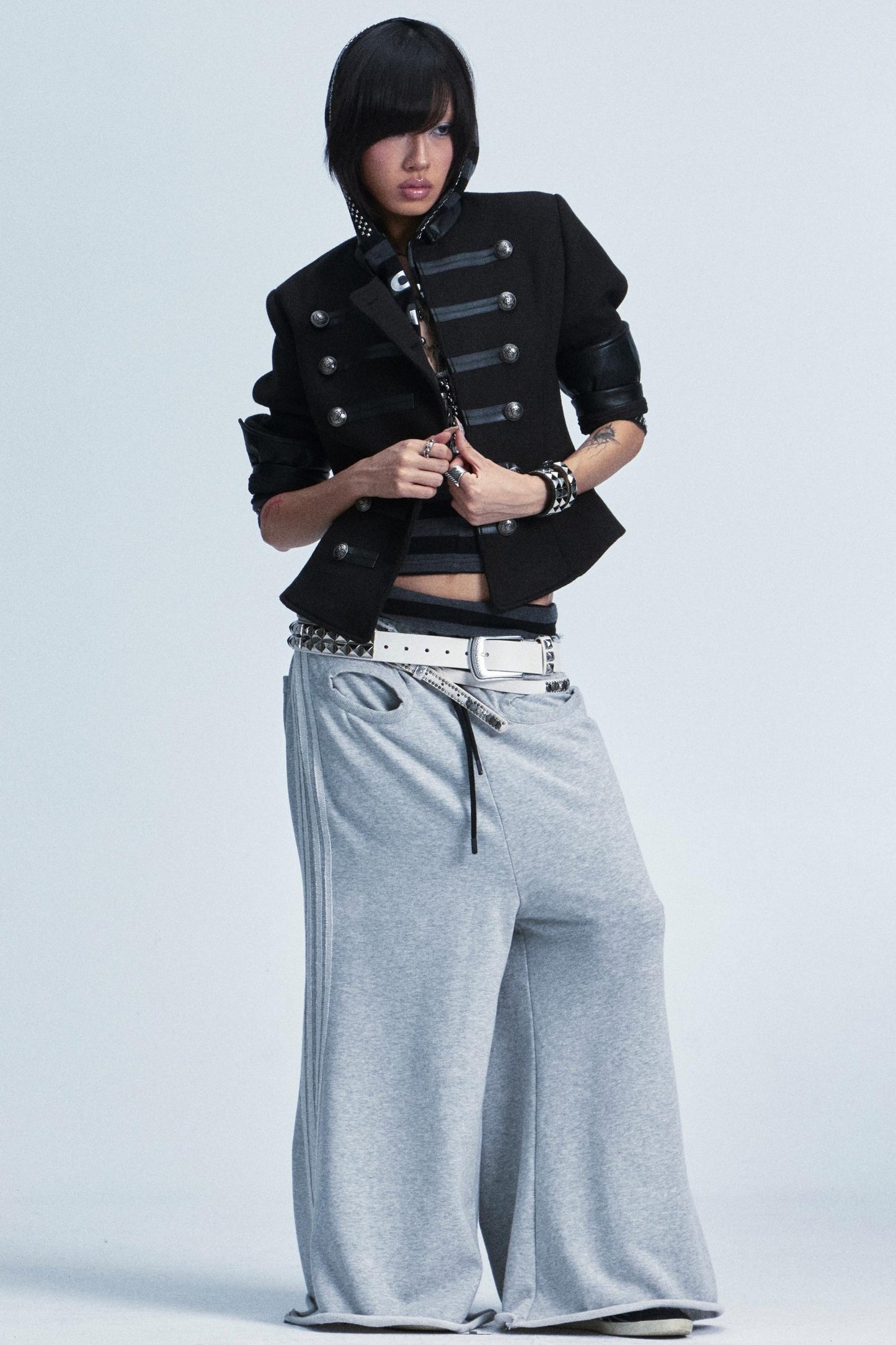 Retro Patchwork Leather Sweater Jacket