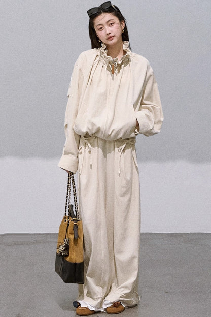 Embroidered Lace Panels Trousers & Jacket Set-Up