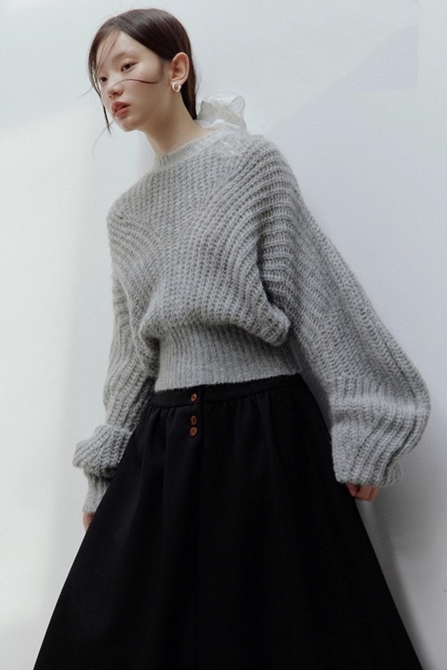 Furry Misty Gray Wool Top