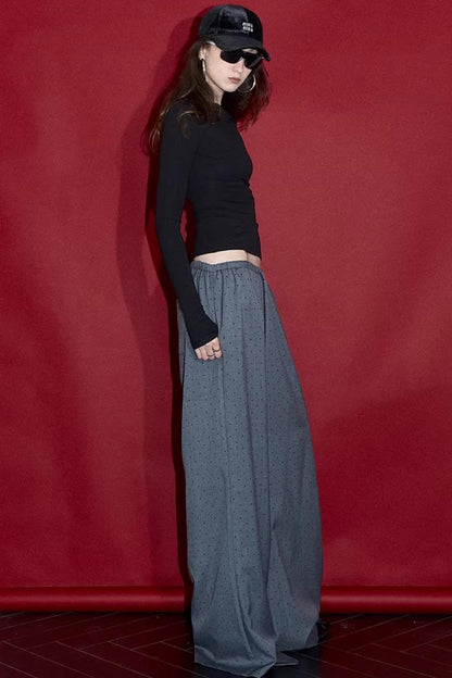 Retro Gray-Red Polka Dot Trousers