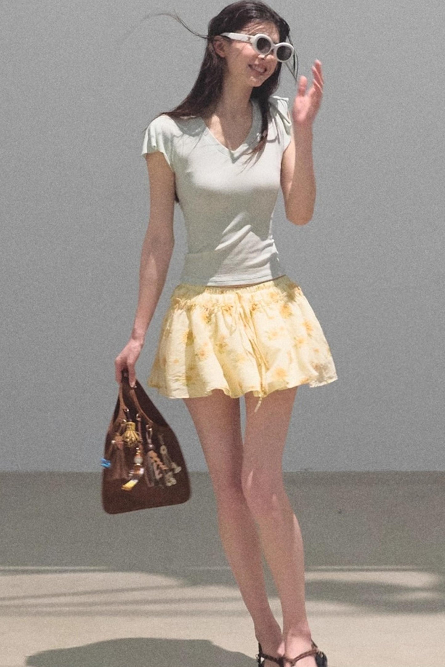 Embroidered Lyocell Puffy A-Line Skirt