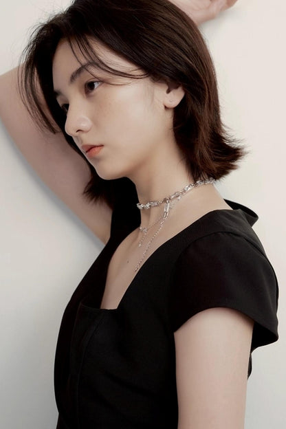 Cocoon Pleated Black Dress