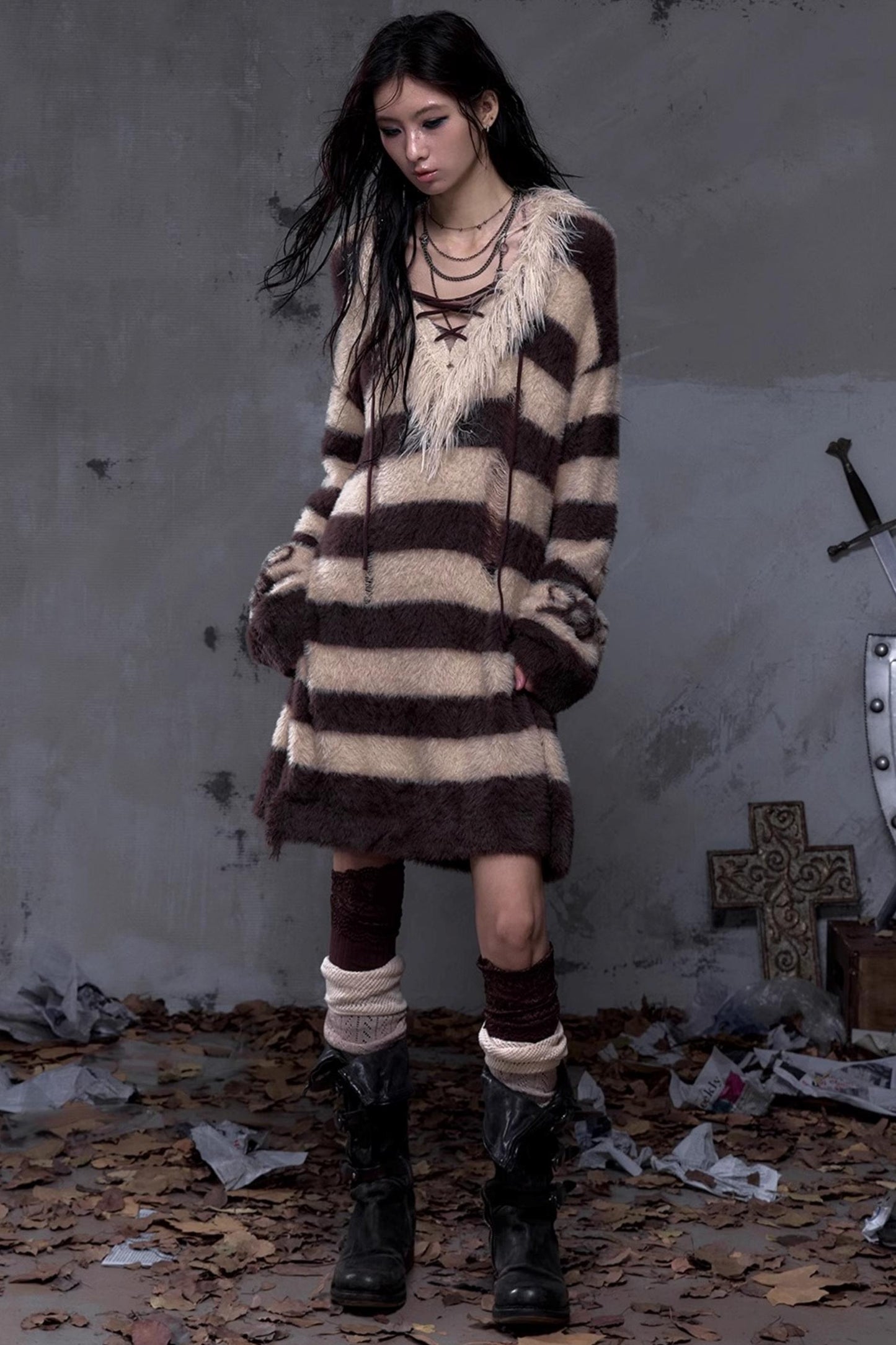 Vintage Street Punk Long Sweater