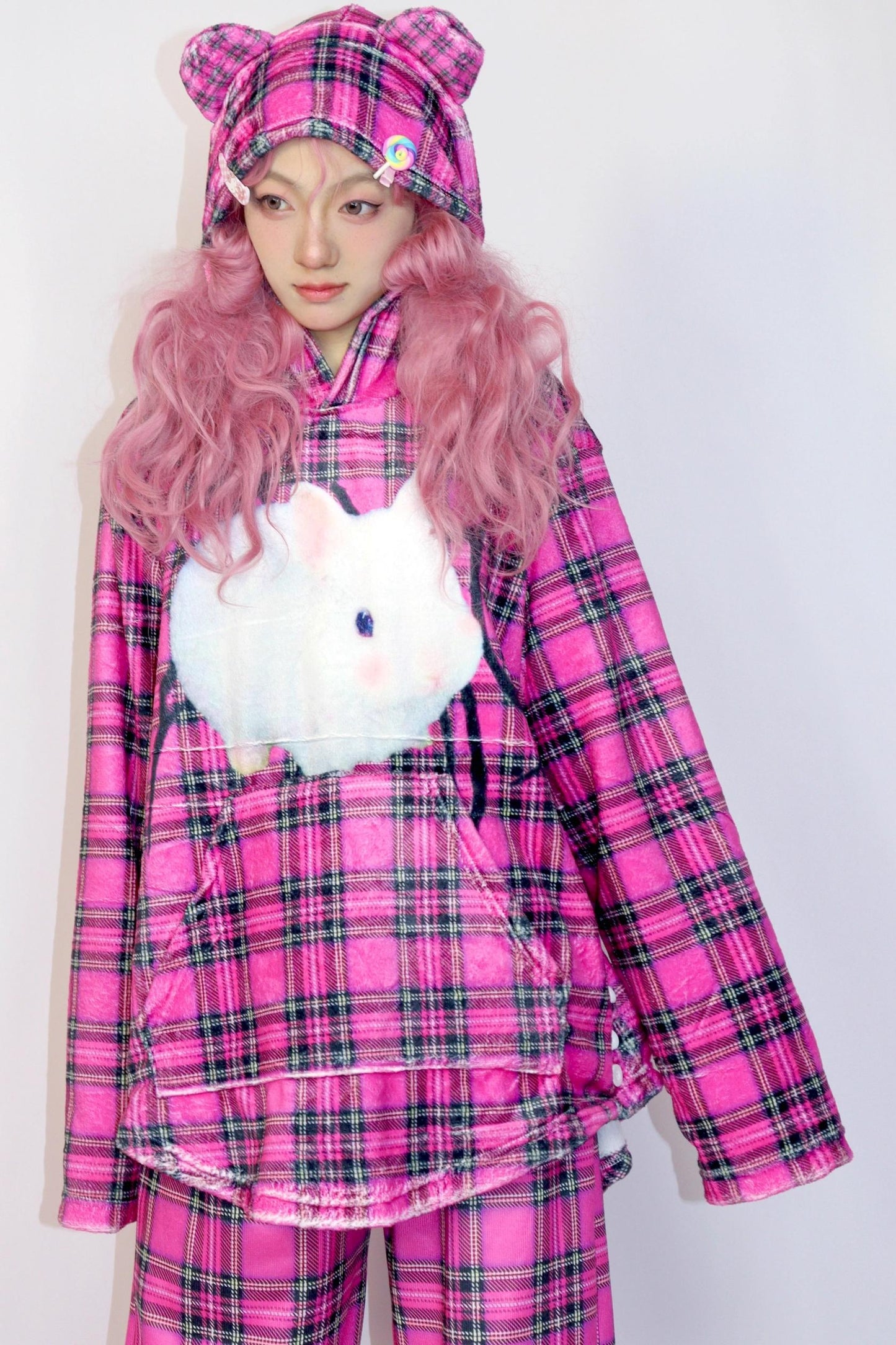 Pink Bunny Hooded Top