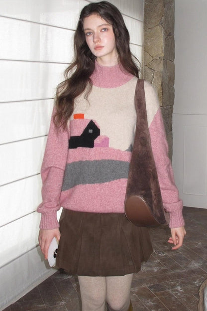 Vintage Distressed Leather Pleated Skirt