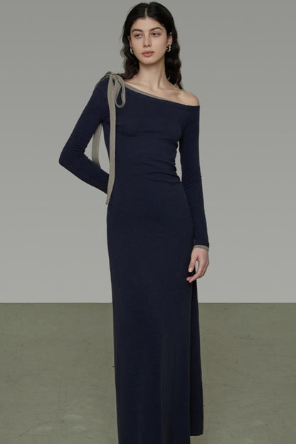 Niche Strapless Slant Knit Dress