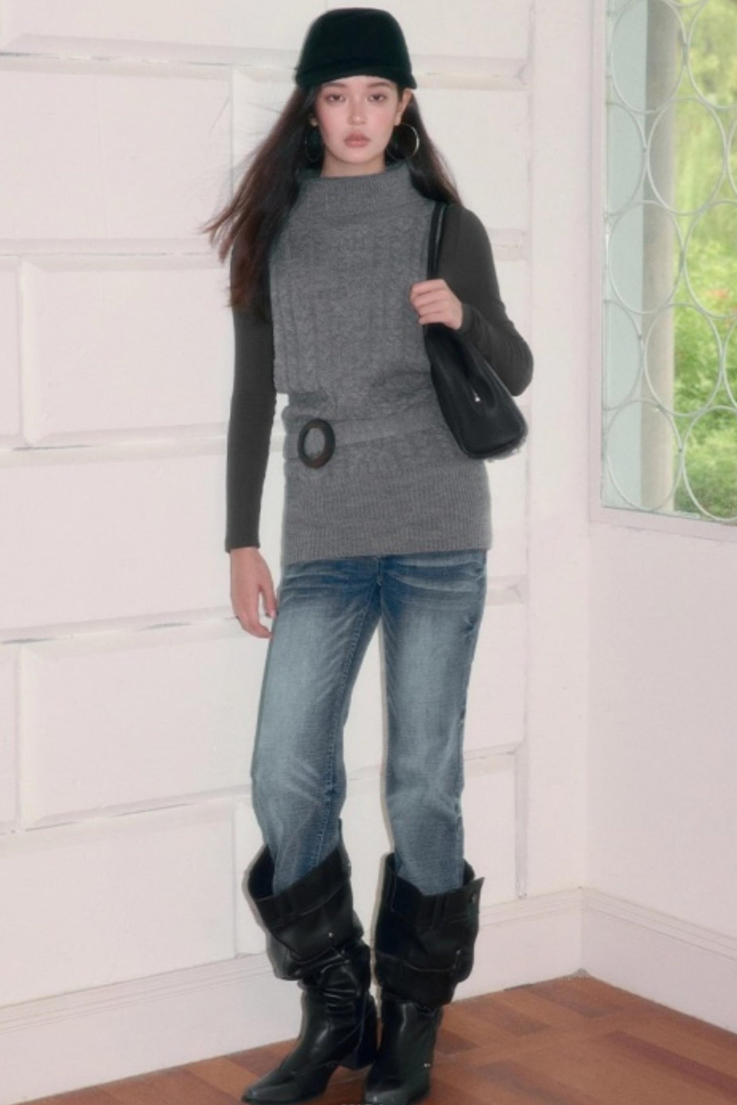 Turtleneck Sleeveless Sweater Vest