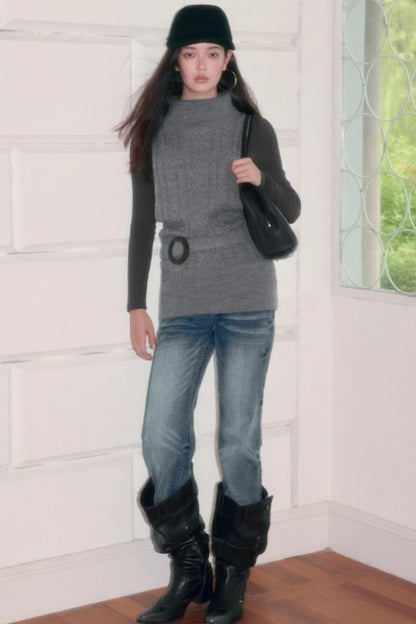 Turtleneck Sleeveless Sweater Vest