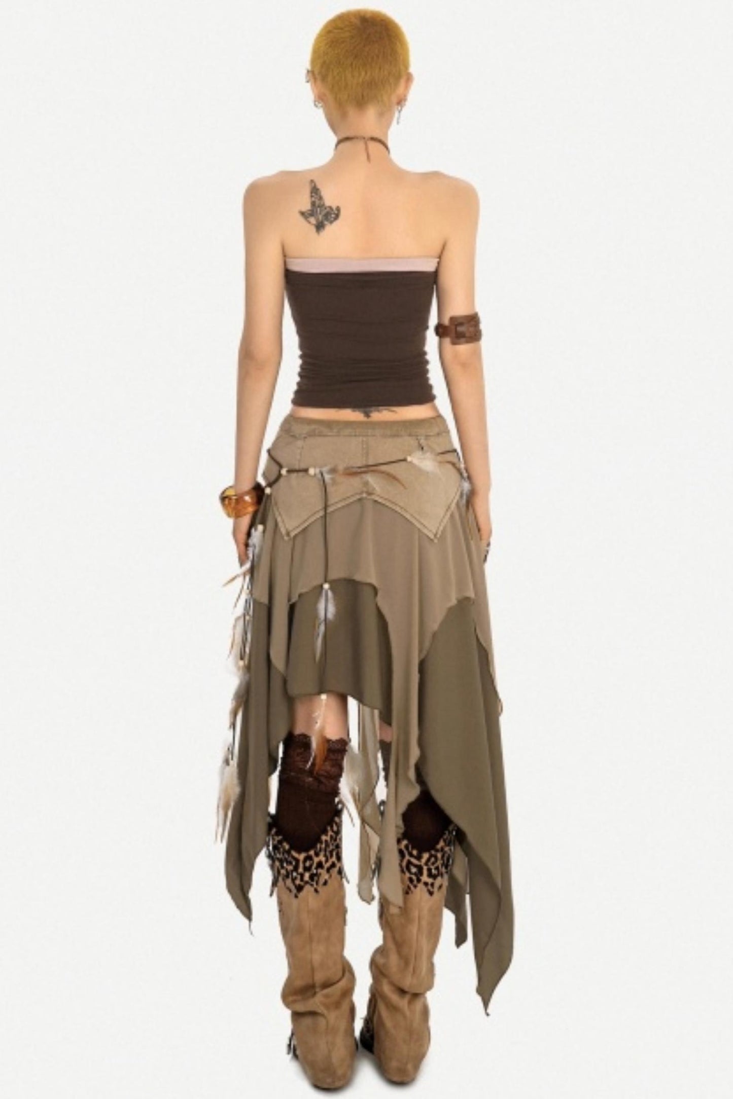 Retro Asymmetrical Denim Skirt