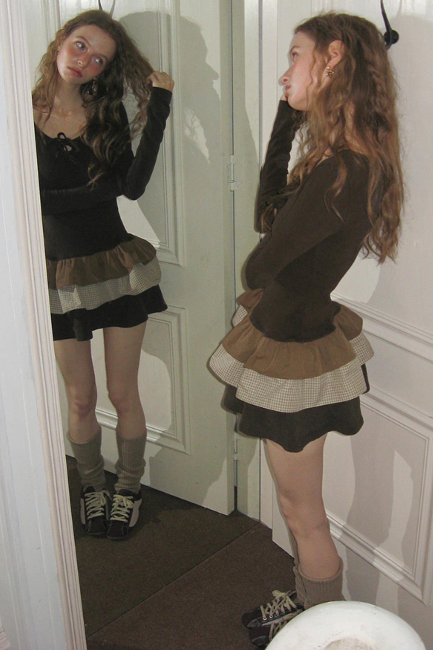 Brown Layered Dress Set