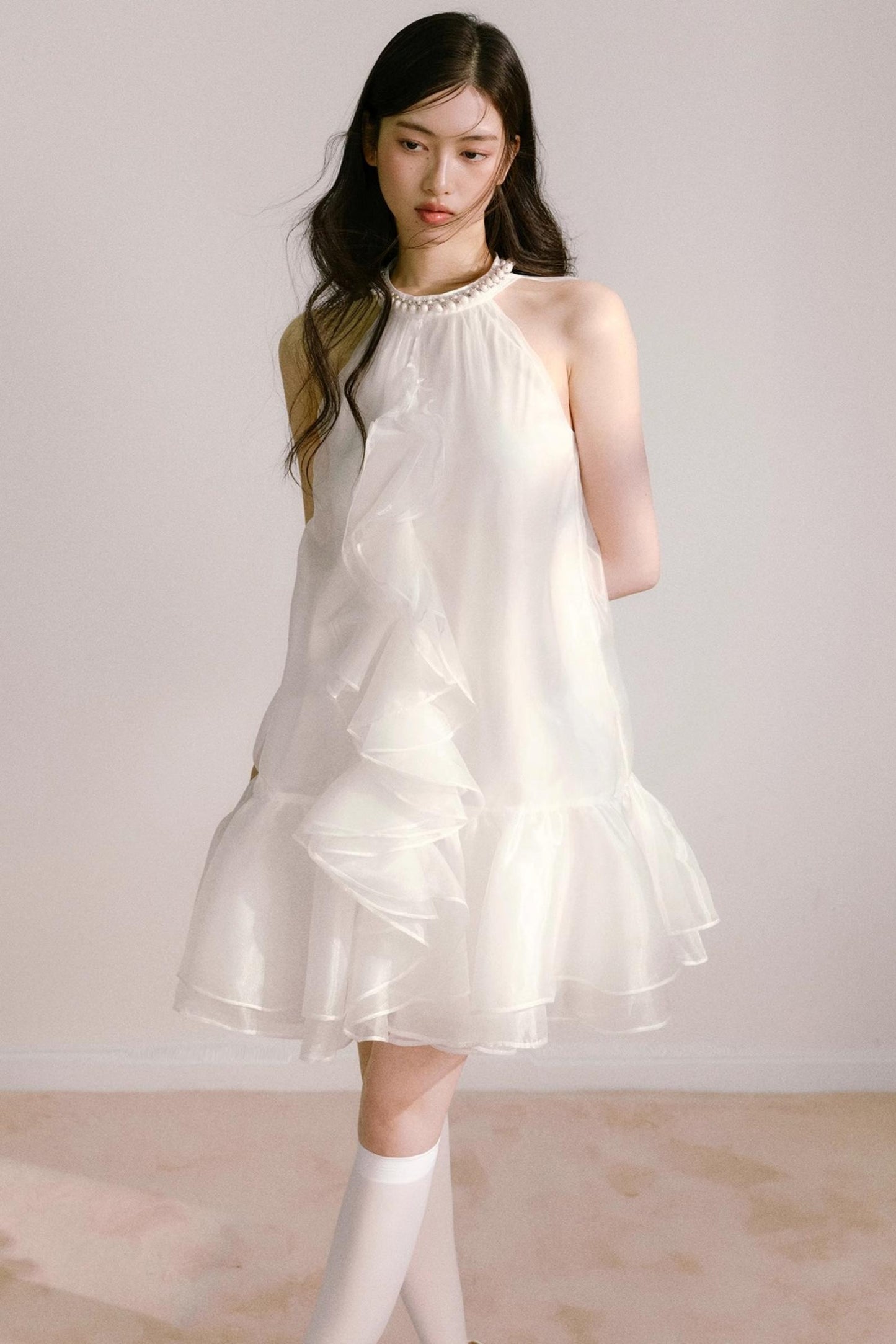 Ethereal Pearl Organza Dress