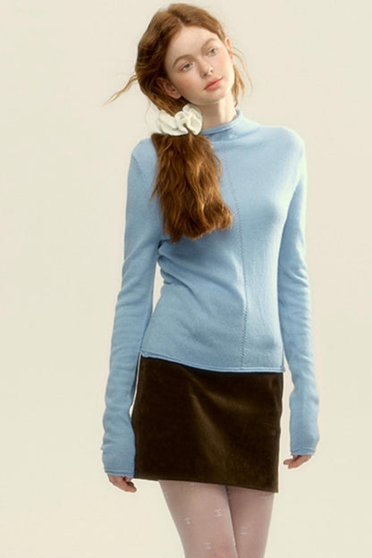 Vintage Wool Mid-Neck Slim Knit Shirt